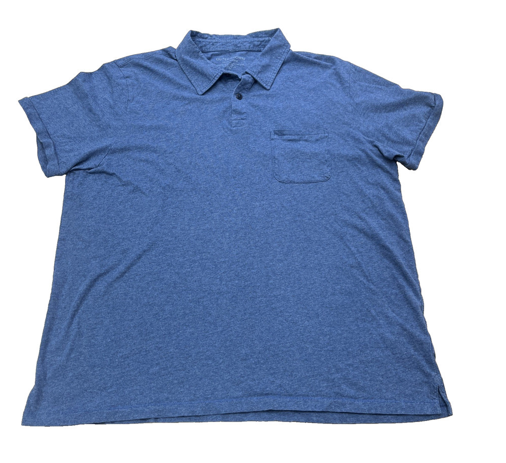 Outerknown Sojourn Organic Cotton Polo Shirt Mens XL Blue Soft Sustainable